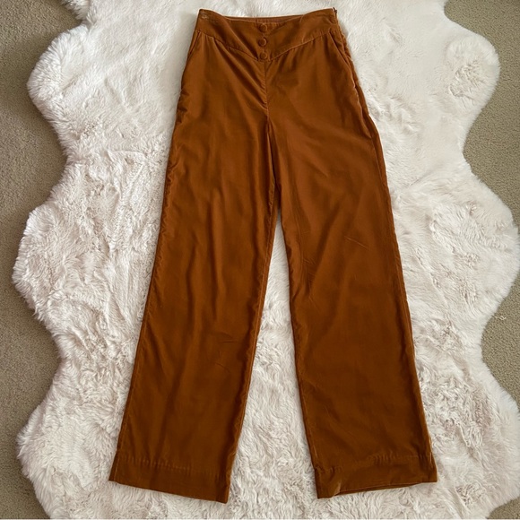 & Other Stories Pants - & OTHER STORIES High Waisted Velvet Trousers Burnt Orange